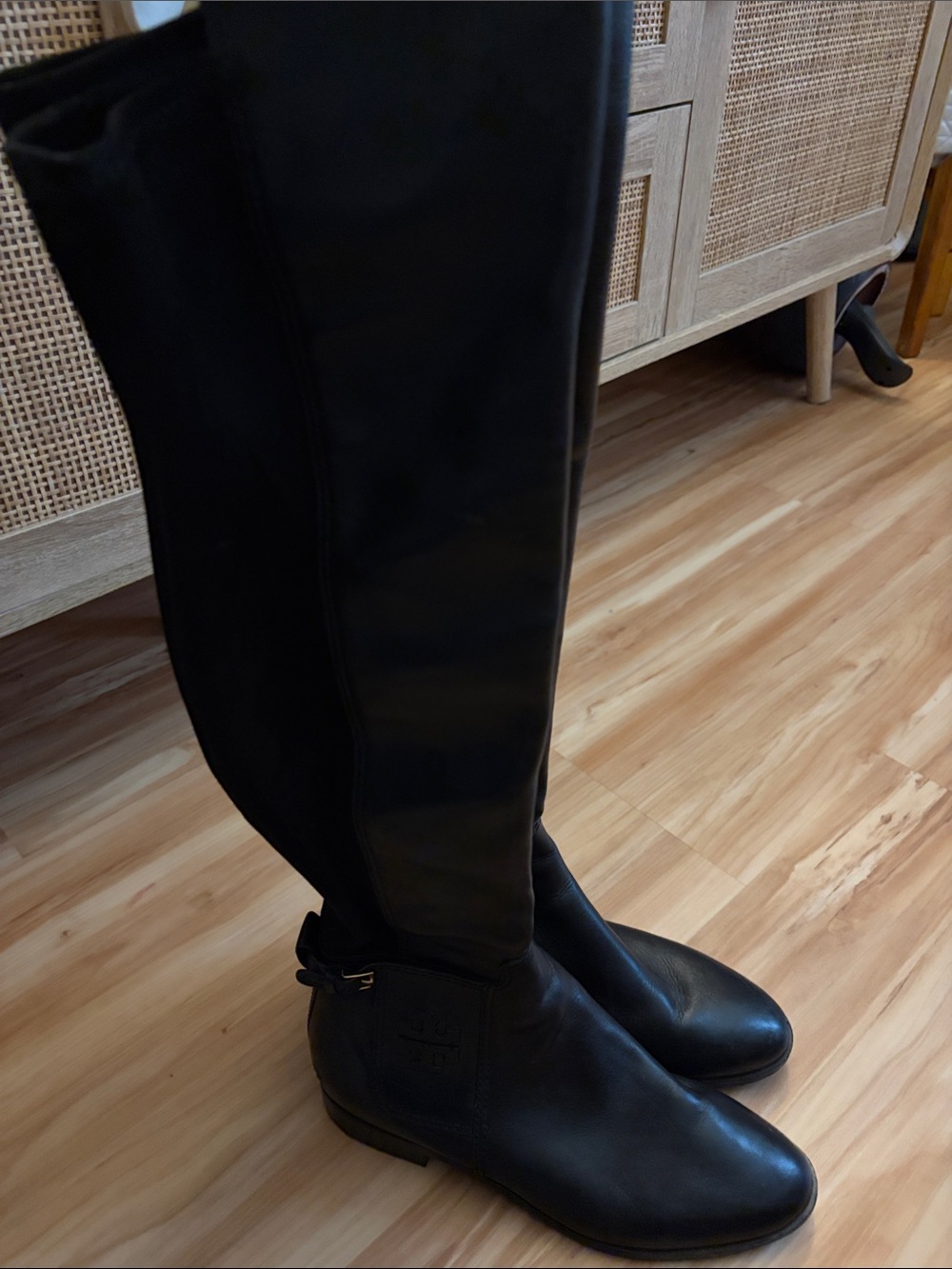 Tory Burch Black at the-Knee Leather Boots